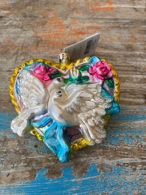 Christopher Radko True Turtle Doves Glass Ornament with Original Tag